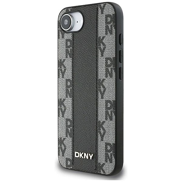 Etui DKNY Leather Checkered Mono Pattern MagSafe na iPhone 16e - czarn