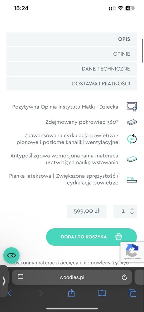 Łóżeczko dziecięce z wyposażeniem