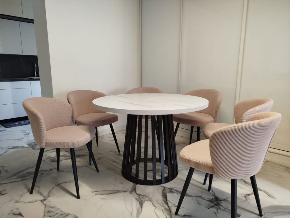 Stół Okrągły, Rozkładany, Metal, Marmur, Blaty i Wymiary Do Wyboru