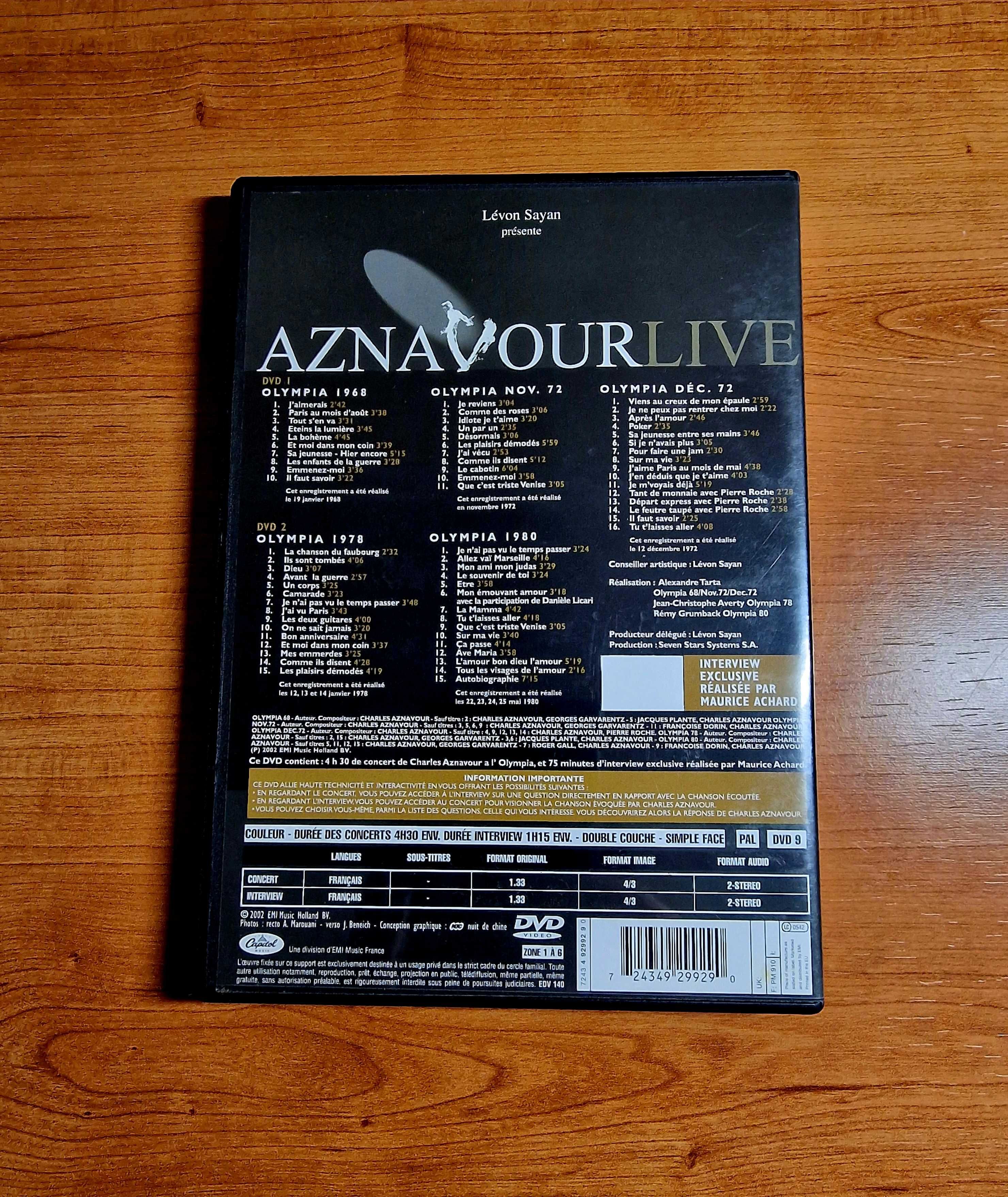 AZNAVOUR LIVE - Olympia 68/72/78/80 +Entrevista 75min /2dvds + Libreto
