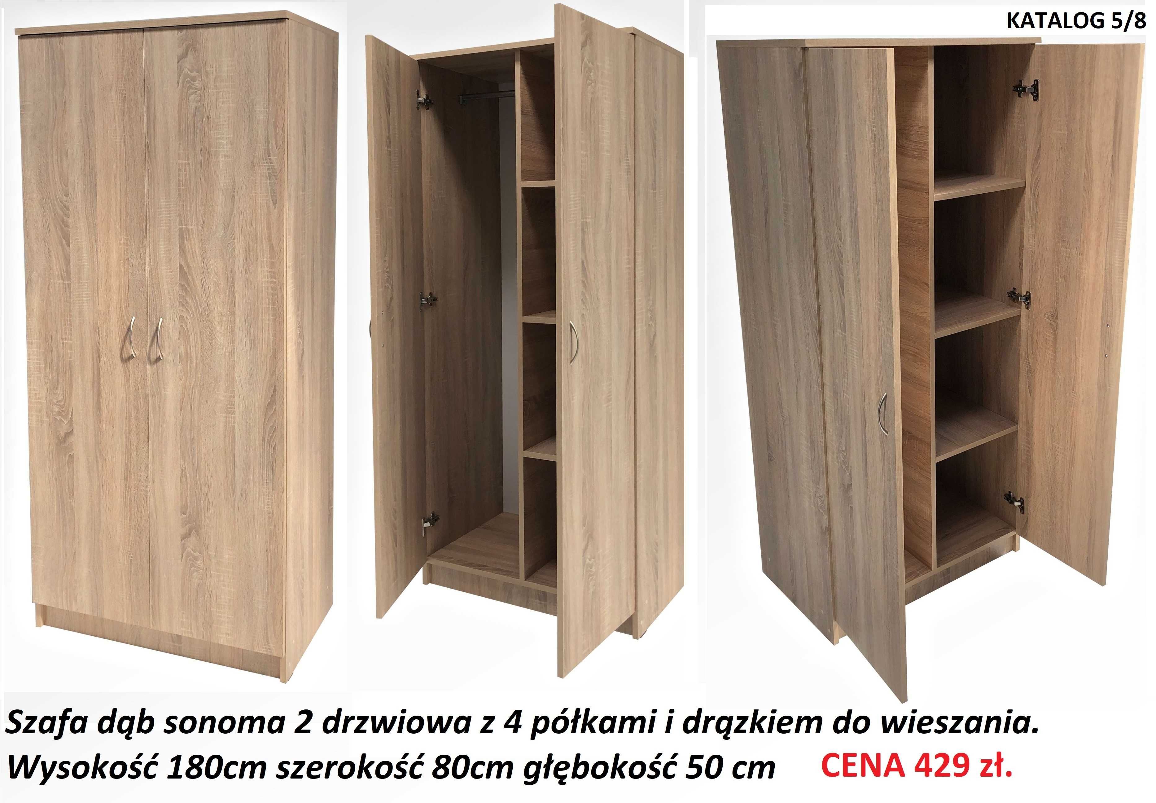 Komoda szafa garderoba 120cm Biała / Dąb sonoma