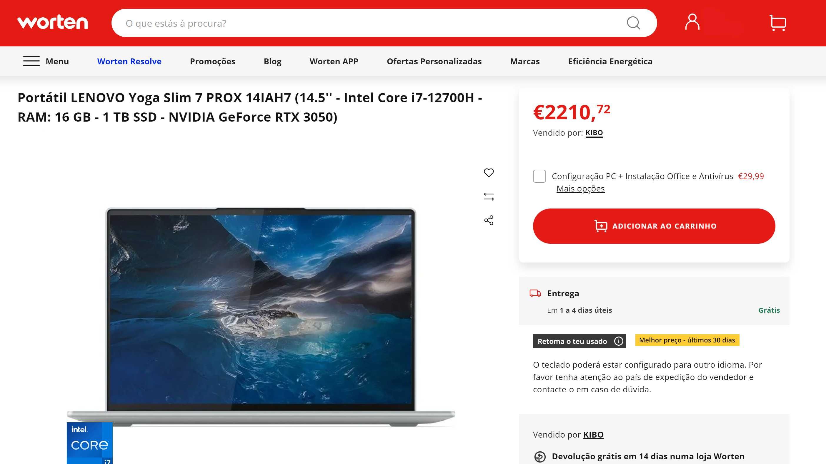 Portátil LENOVO Yoga Slim 7 PROX 14IAH7