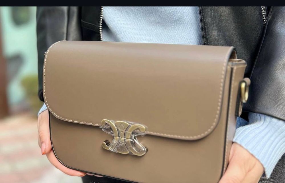 Сумка Celin  шкіряна темнозелена