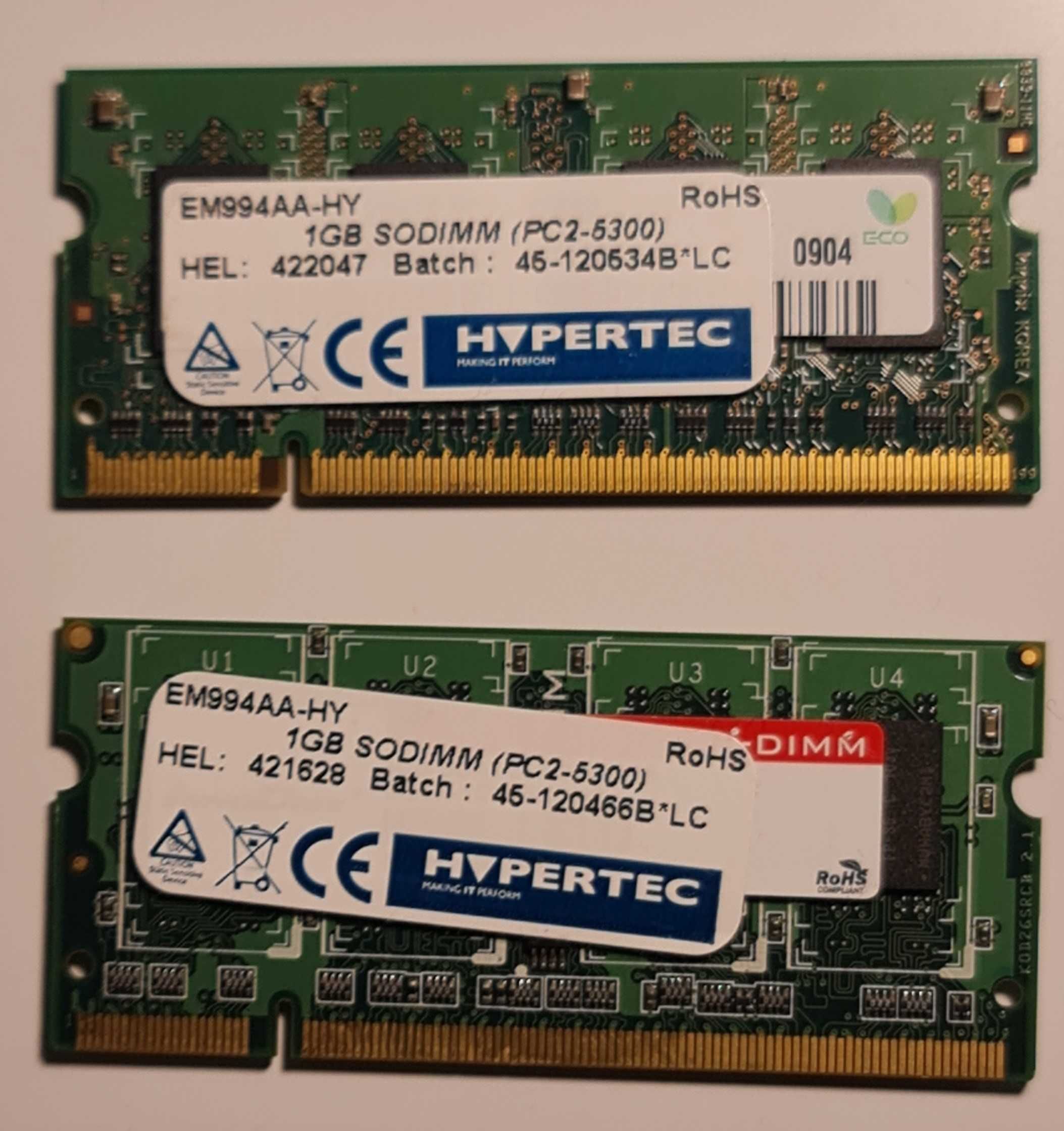 Pamięć RAM do laptopa SODIMM 1GB PC2-5300 - 2 szt