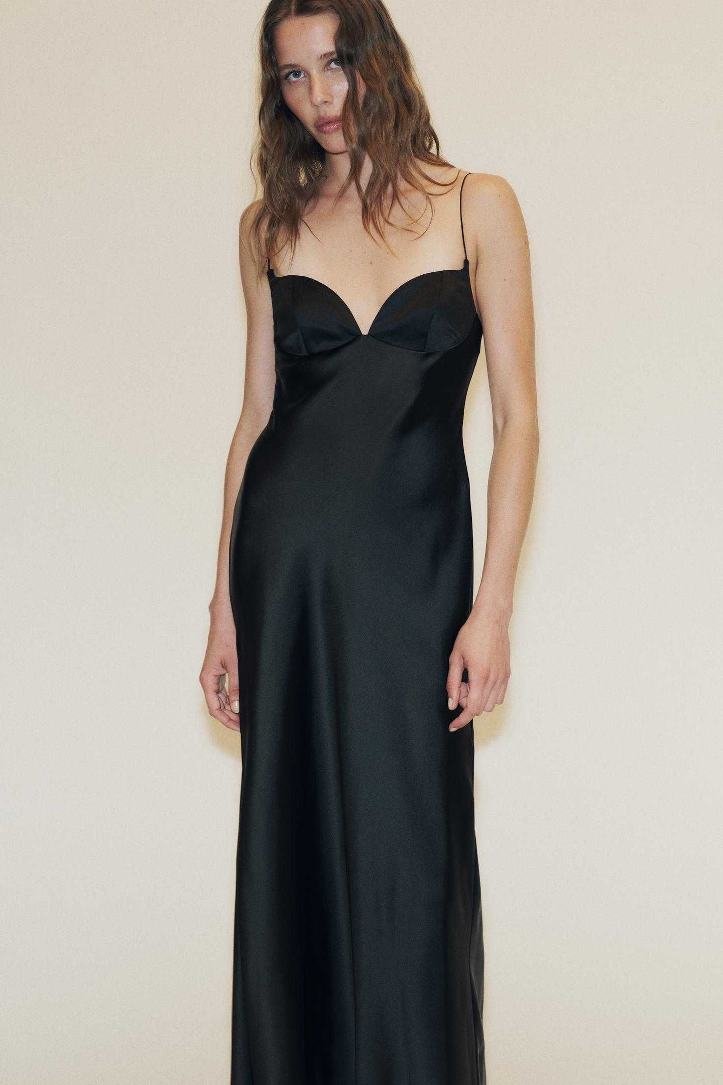 Довга атласна сукня Zara