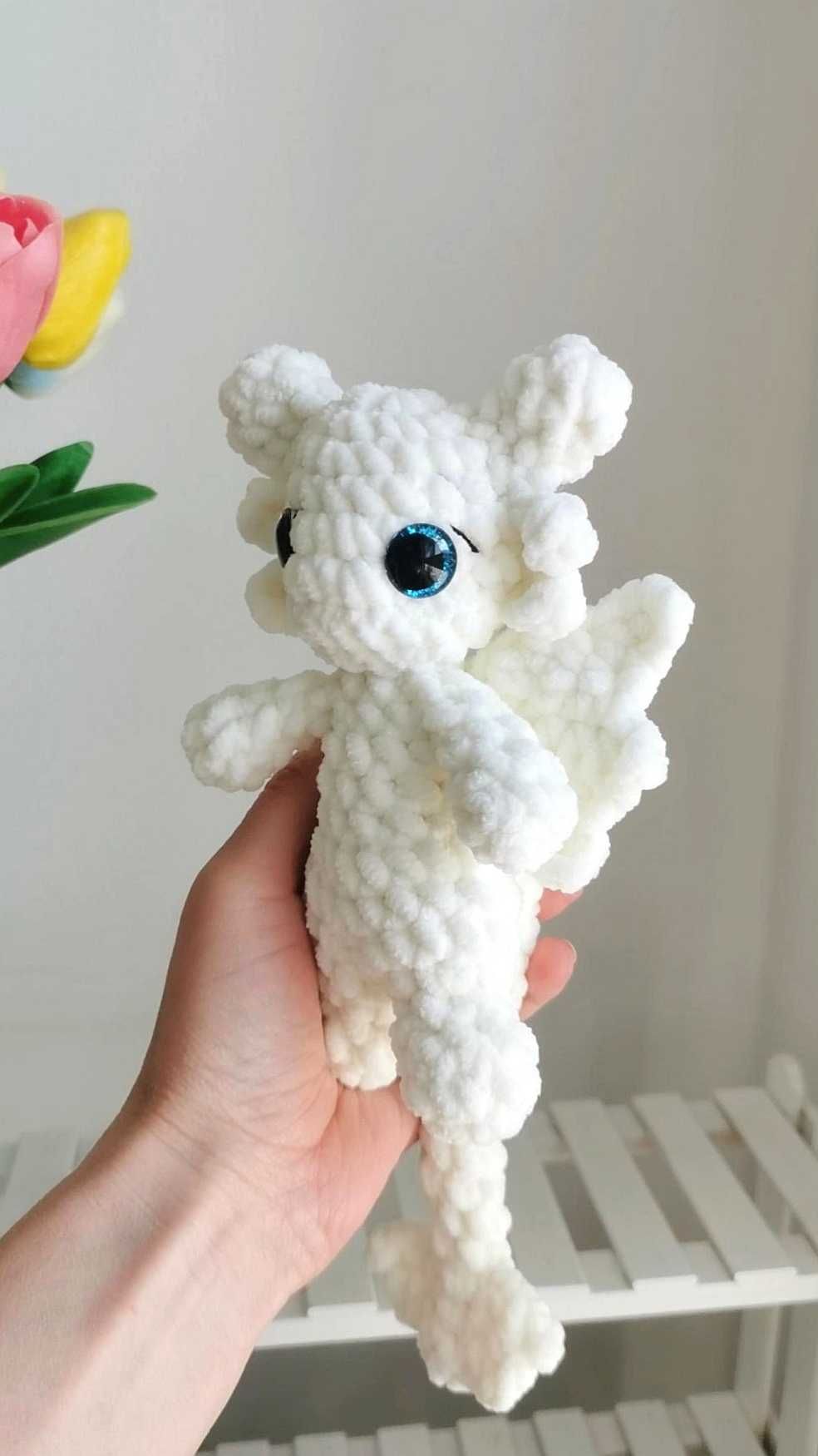 Smok, Biała Furia na szydełku handmade