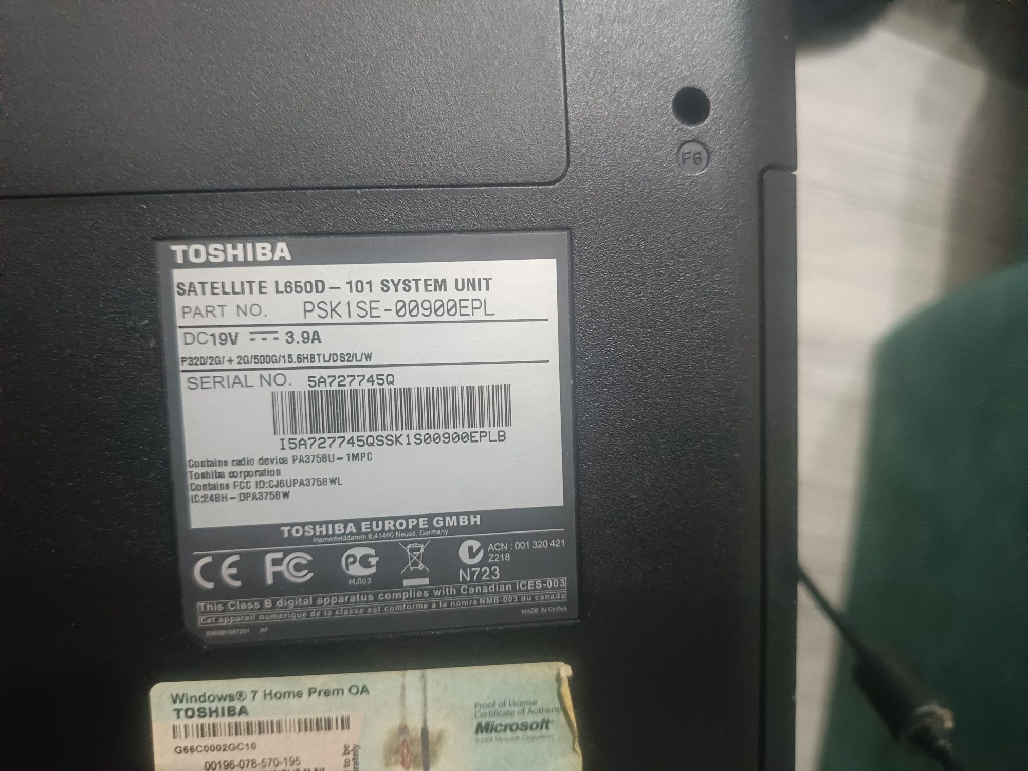Laptop Toshiba satellite l650