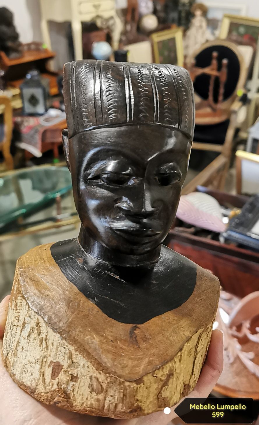 Rzeźba afrykańska drewniana główa popiersie figura figurka 599