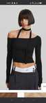 Bershka Long Sleeve Asymmetric T-Shirt Kobieta L Czarny