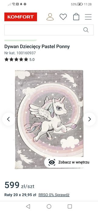 Dywan dla dziewczynki Pony Komfort 160x2.30cm