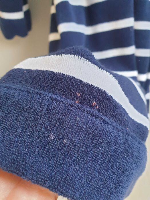 Granatowy szlafrok dziecięcy w paski 110 116 frotte