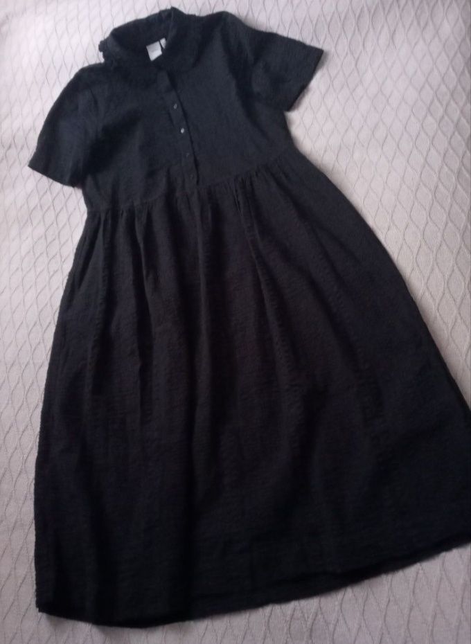 ICHI czarna sukienka koszulowa rozmiar XS-S Seersucker