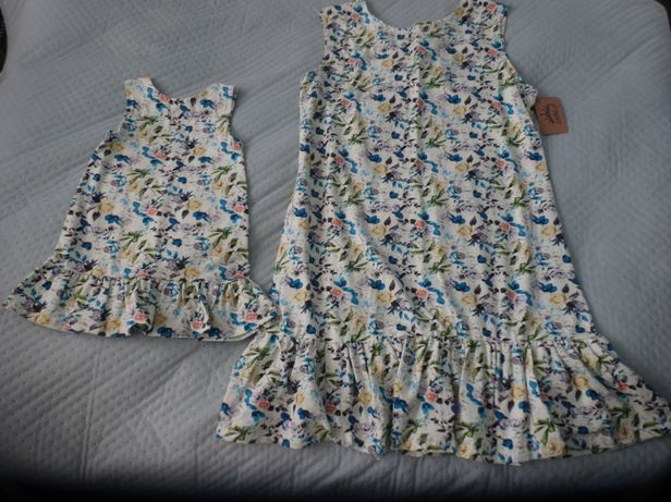 NOWY zestaw sukienki mama córka 104/110 i 44(40/42/44) matchy handmade