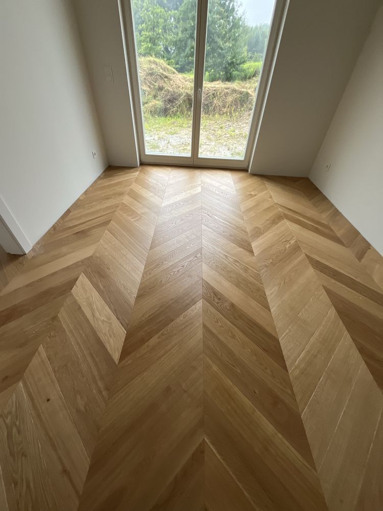 Podłoga Jodełka Francuska Dąb Natur 15x100x600mm, Olej UVx2 Naturalny