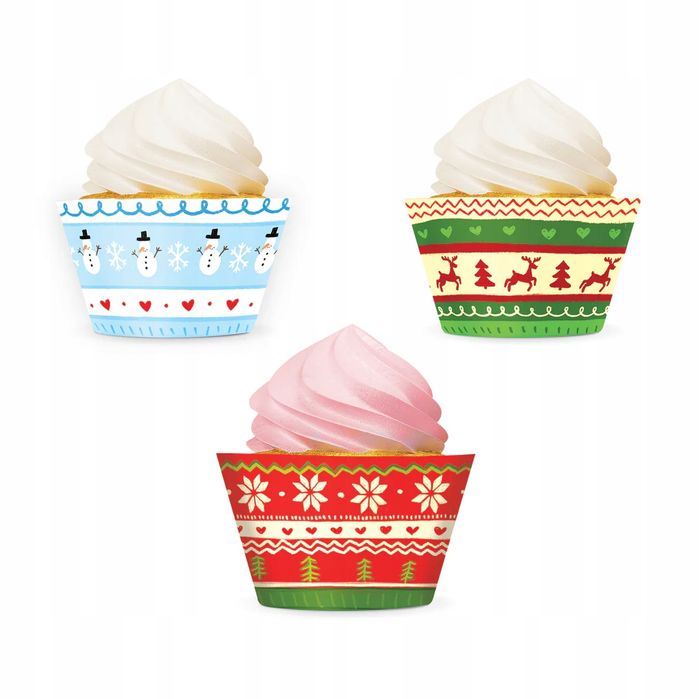 Papilotki Owijki Papierowe Do Babeczek Boże Narodzenie 3 Wzory 12 Szt