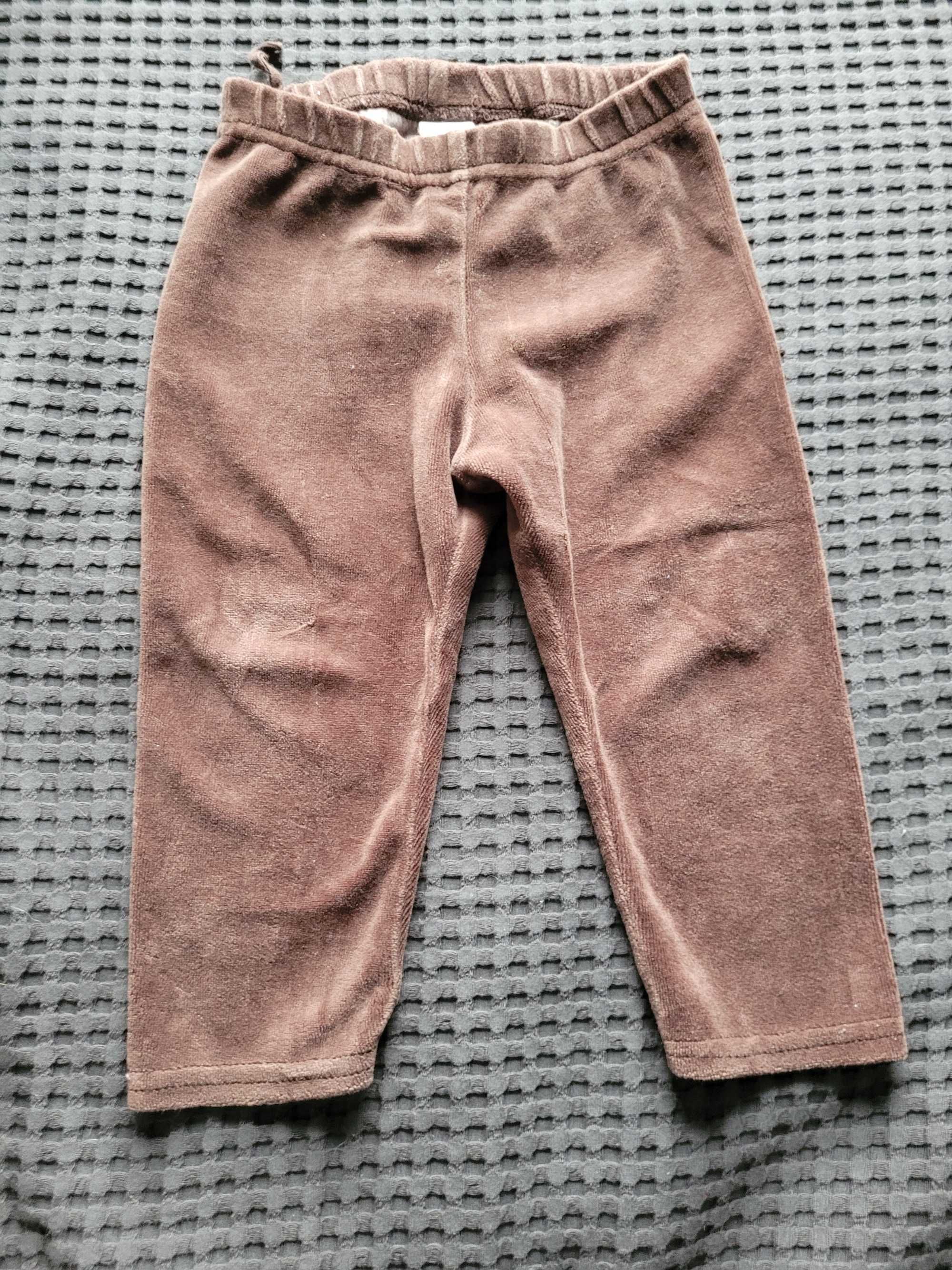 welurowe brązowe spodnie h&m r. 80