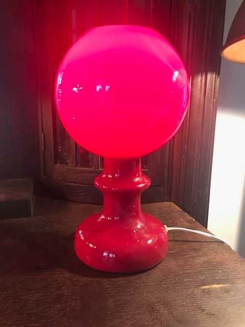 Polam Wieliczka stara lampa czerwone szkło barwione w masie