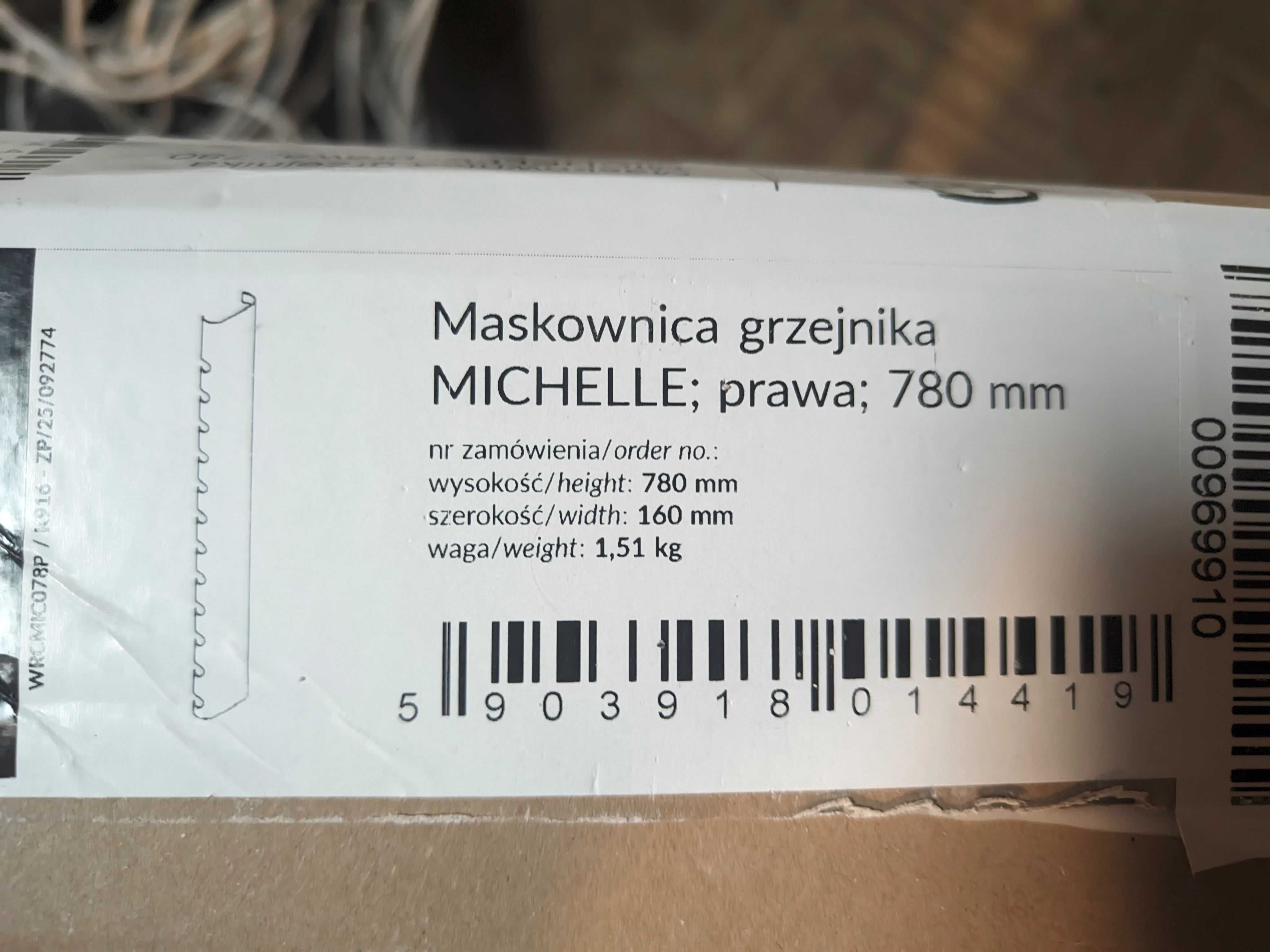 Maskownica grzejnika Terma Michelle prawa 780MM RAL9016