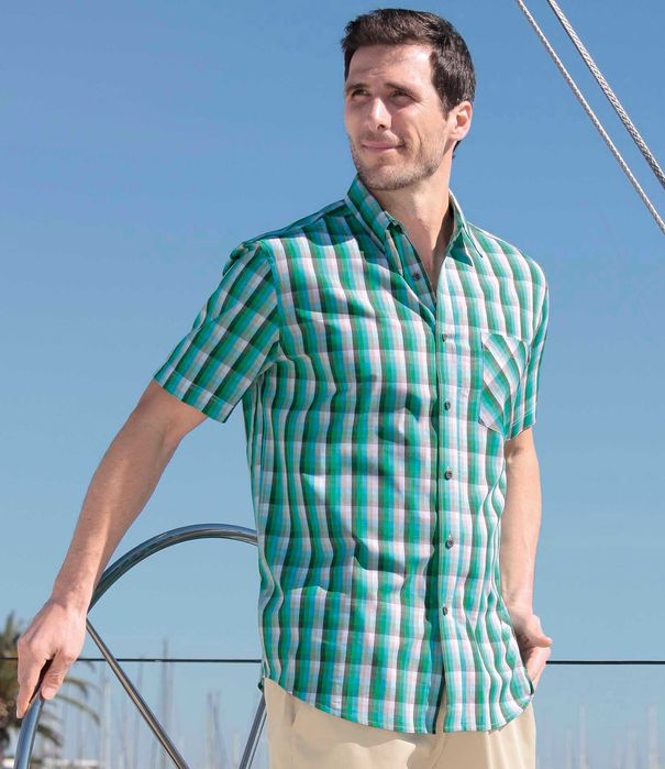 Koszula bawełniana z krótkim rękawem L w kratę R2020 ATLAS FOR MEN