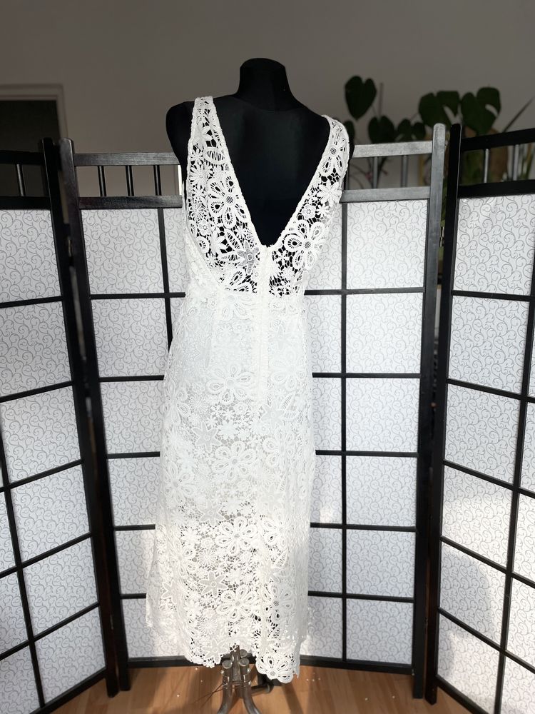 Y.a.s. Biała koronkowa sukienka midi 36 s m 38 L 40