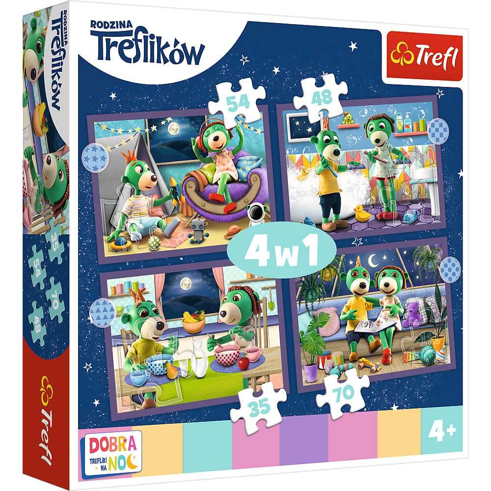 Trefl Puzzle 4w1 Rodzina Treflików Trefliki przed snem 34399