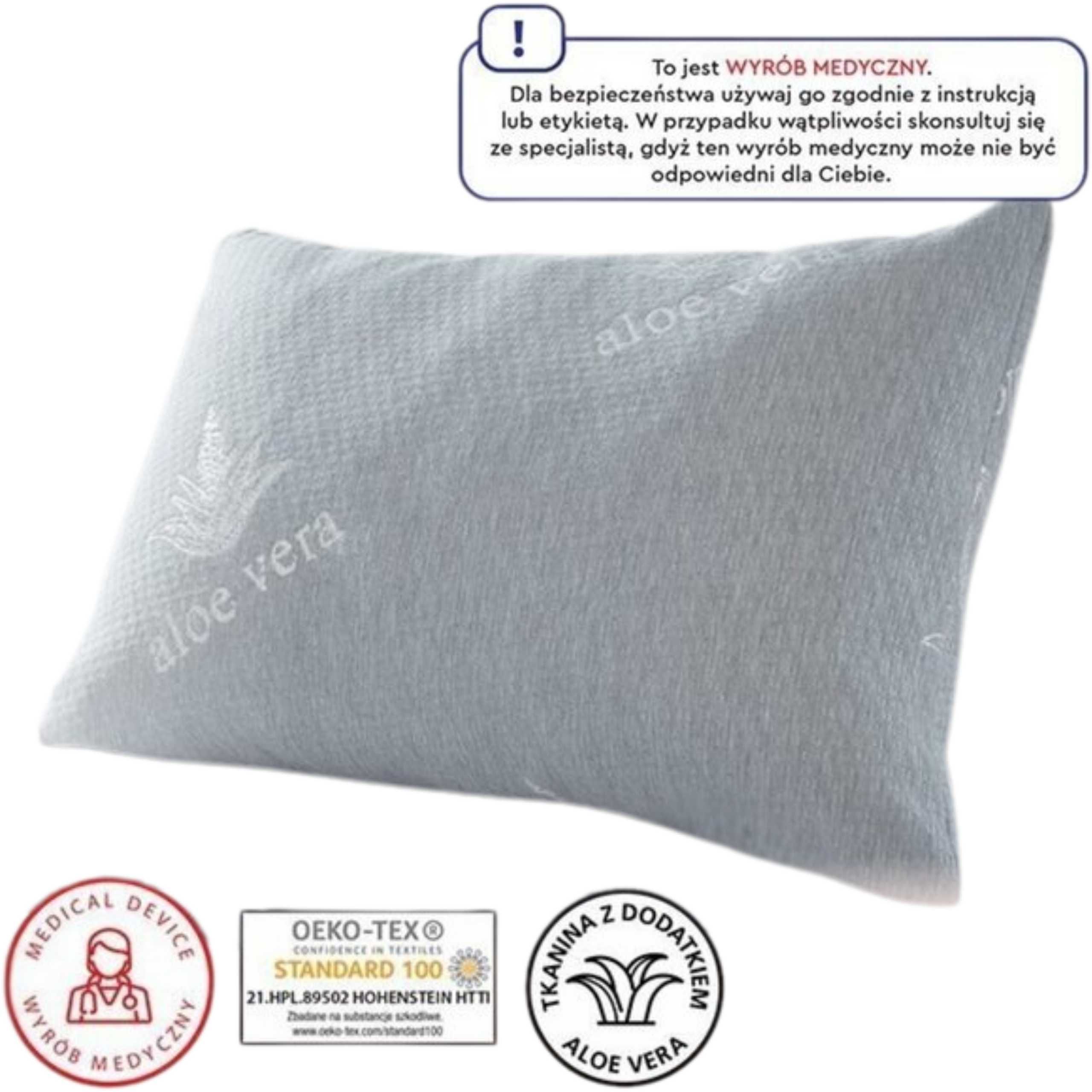 Aloe Vera Poduszka ortopedyczna 40x60 cm do spania na plecach i boku