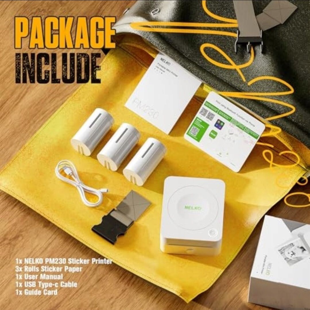 NELKO Mini Drukarka PM230 Termiczna Bluetooth Do Etykiet i Zdjęć