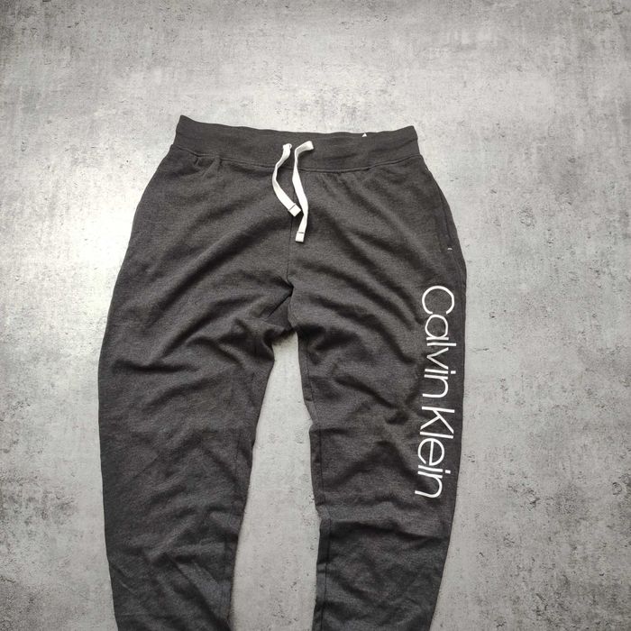 MĘSKIE Spodnie Dresy Dresowe Szare Duże Logo PREMIUM Calvin Klein CK