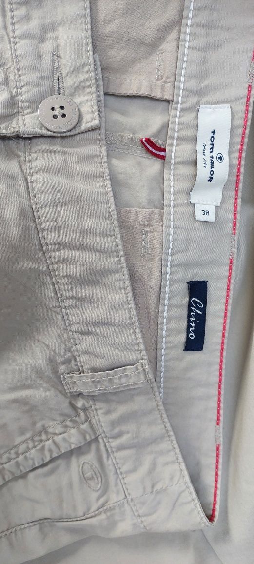 Bawełniane beżowe spodnie z zwężanymi nogawkami TOM TAILOR, R. 38