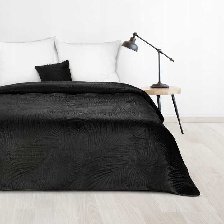 Narzuta 170x210 cm czarny na łóżko kanapę narożnik