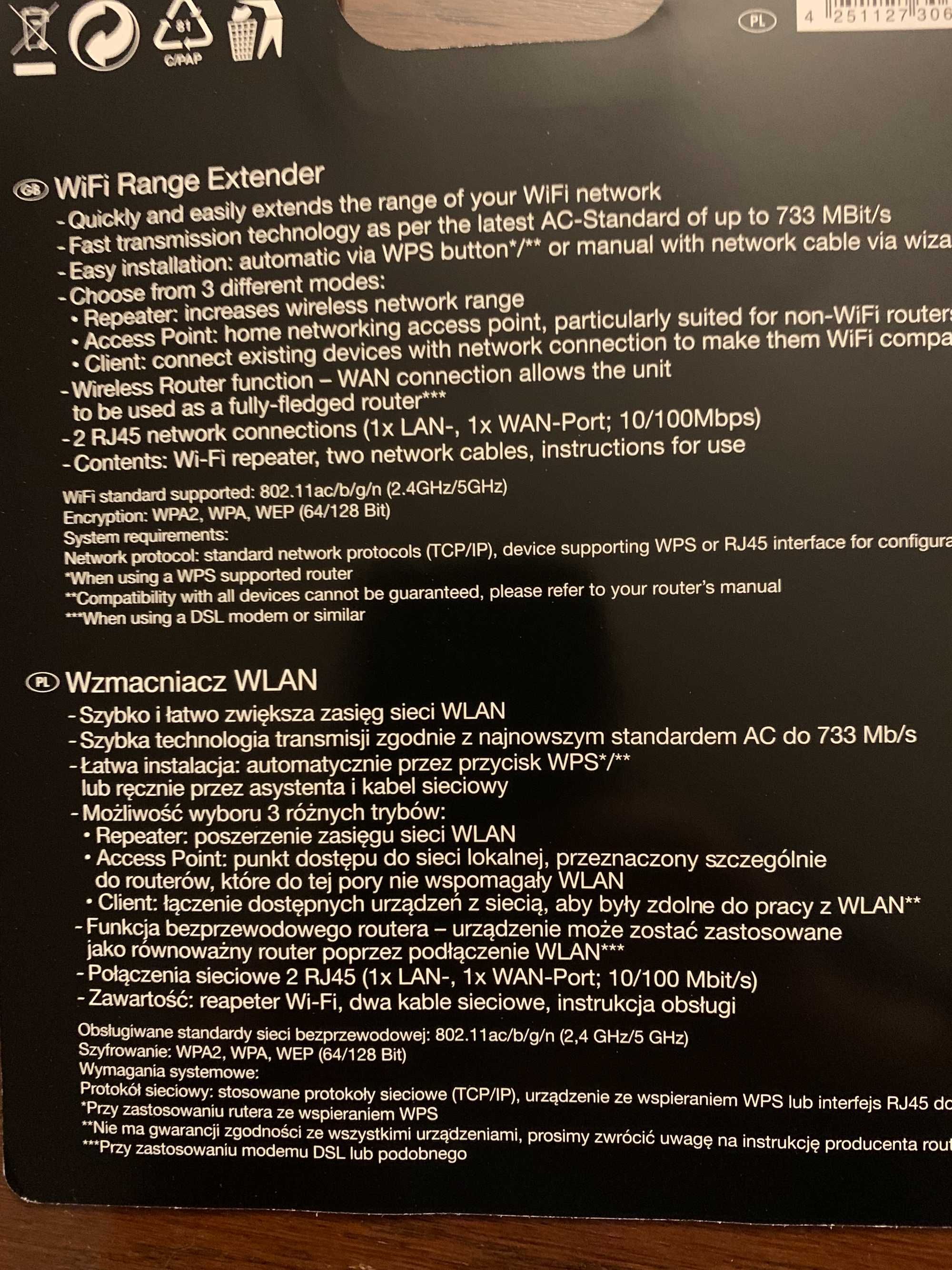 Wzmacniacz sygnału wifi 2,4GHz/5GHz