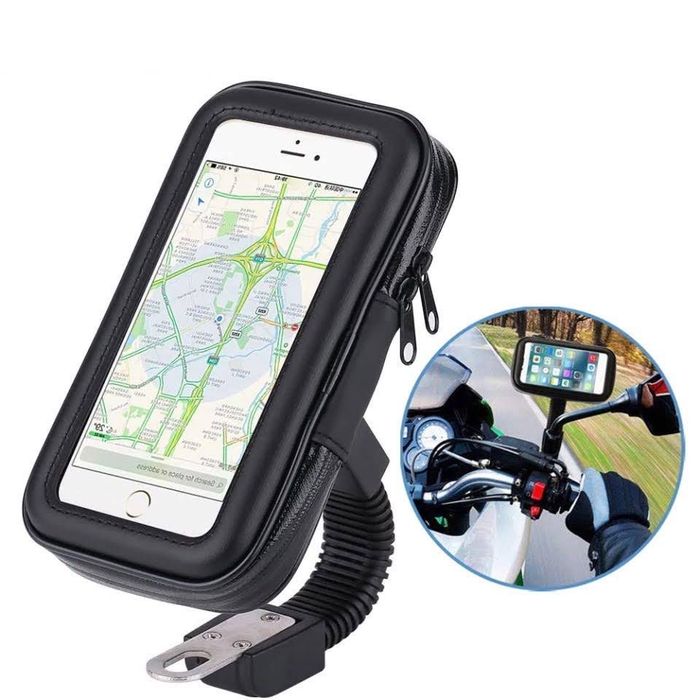 Bolsas suporte telemóvel impermeáveis fixação espelho moto