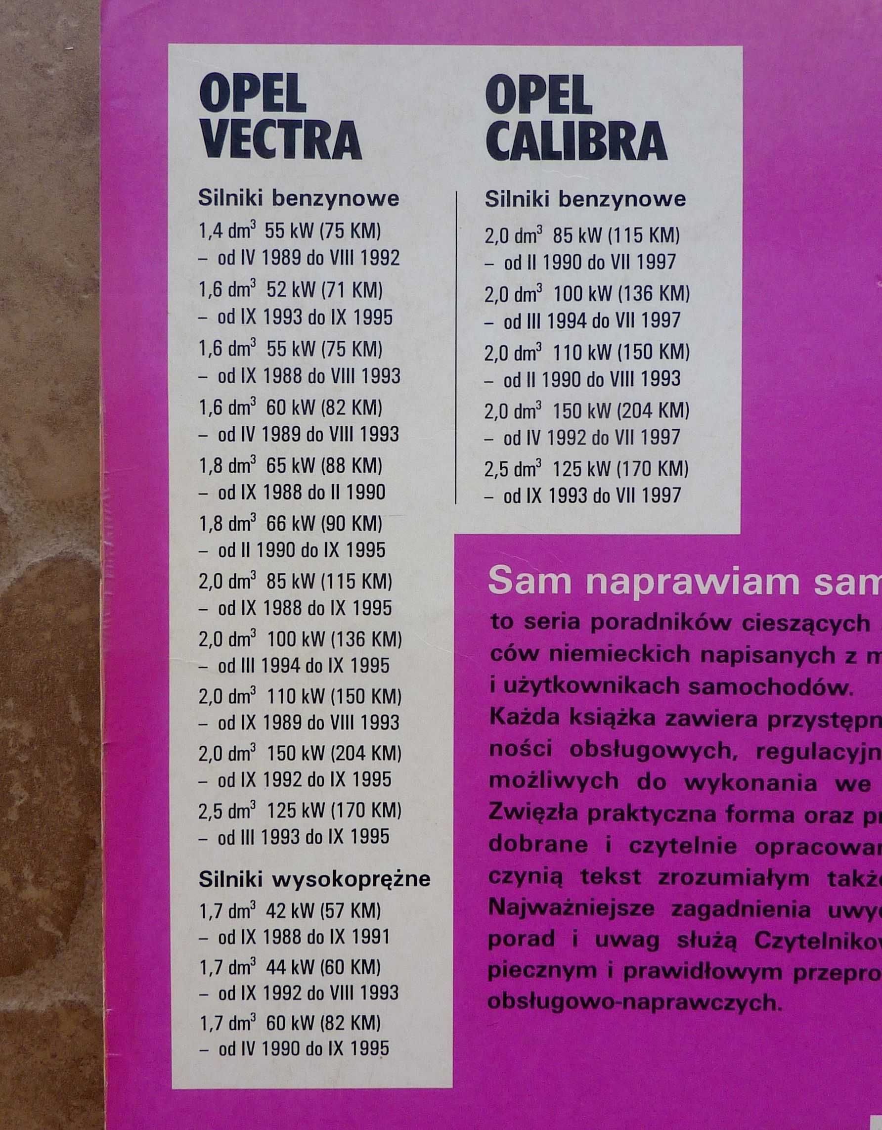 OPEL VECTRA i CALIBRA - Sam naprawiam samochód - H.R. Etzold