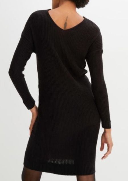 B.P.C sukienka dzianinowa czarna ze splotem dekoracyjnym ^44/46