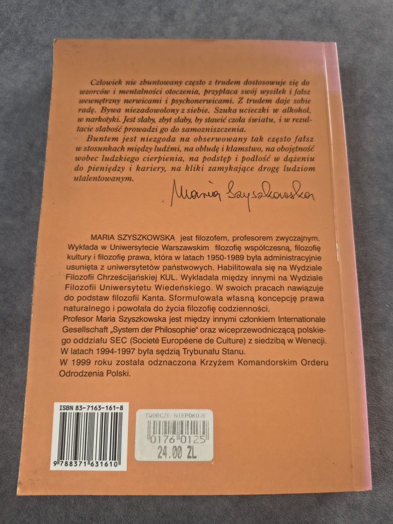 Twórcze niepokoje codzienności, Szyszkowska