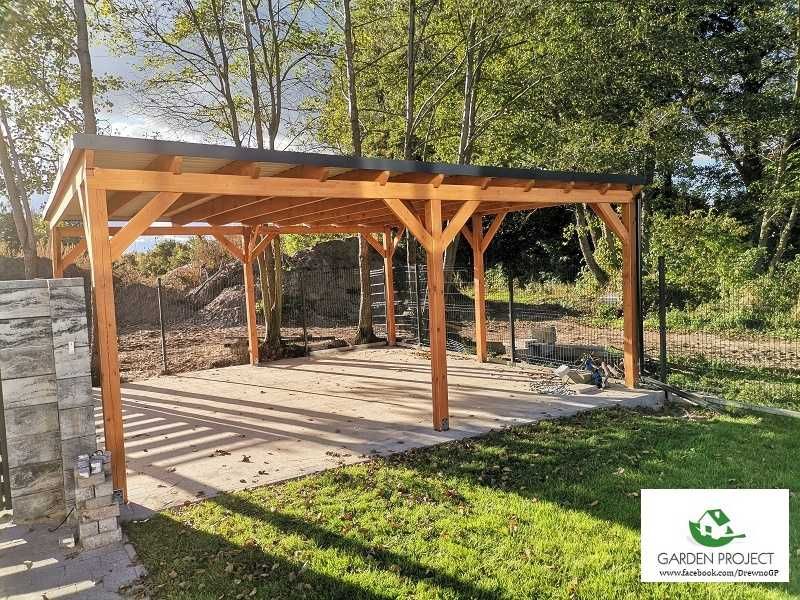 wiata carport2 płaski dach na dwa auta montaż