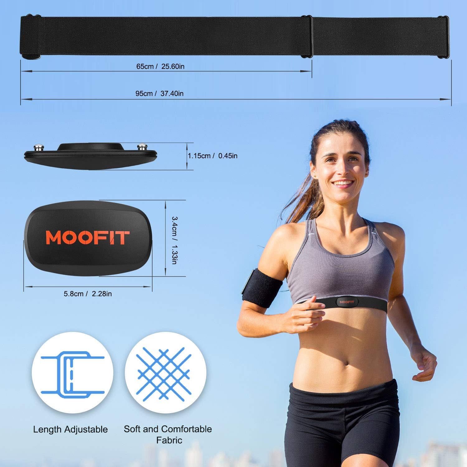 Pasek na klatkę piersiową z czujnikiem tętna ANT+ Bluetooth mooFit