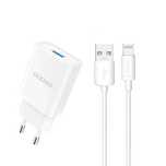 Ładowarka sieciowa Dudao A4EU USB-A 2.1A - biała + kabel USB-A - Light