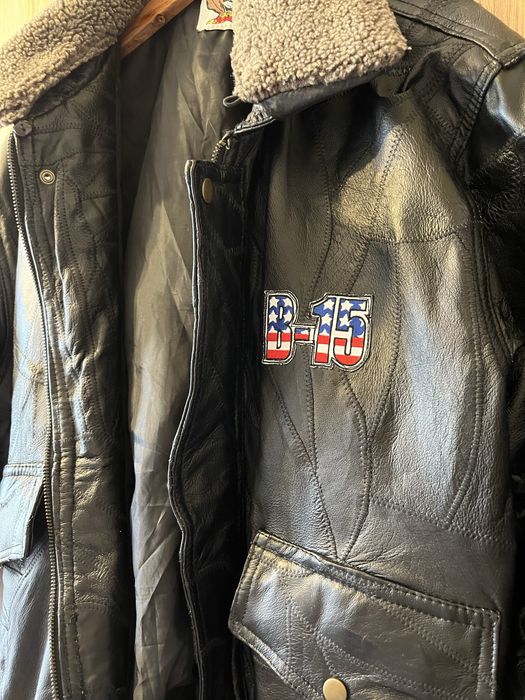 kurtka skórzana bomberka B-15 styl top gun, pilotka ,vintage