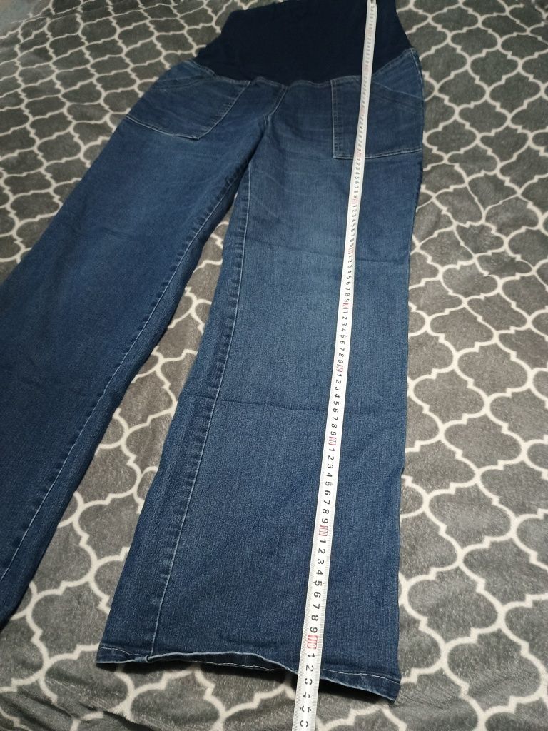 Spodnie damskie ciążowe bawełna proste jeansy granatowe r. S 36