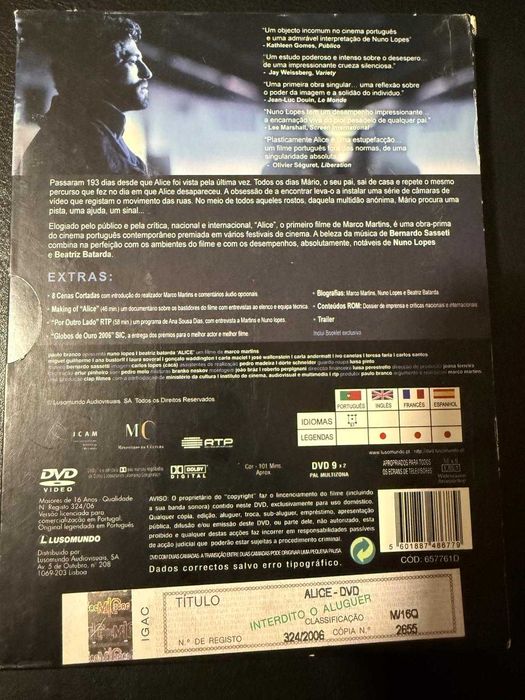 DVD do filme "Alice, edição especial"