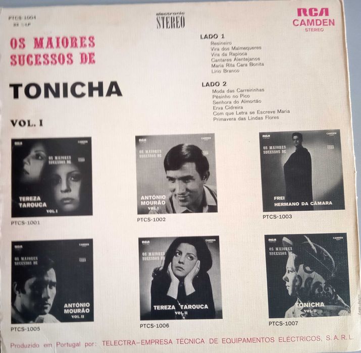 Tonicha	- - - - -	Os Maiores Sucessos de Tonicha - Vol. I	- - - - -	LP