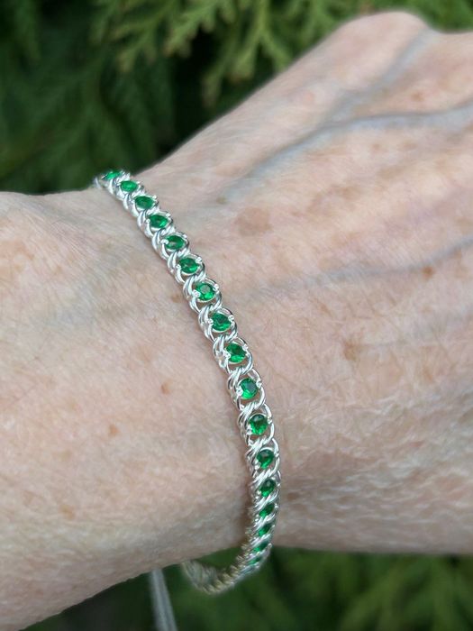 Футляр в подарок! Серебряные браслеты Арабка с цирконием,  серебро 925