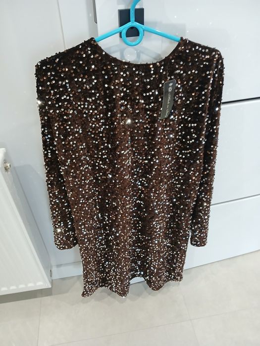 Sukienka cekiny blink blink czekolada