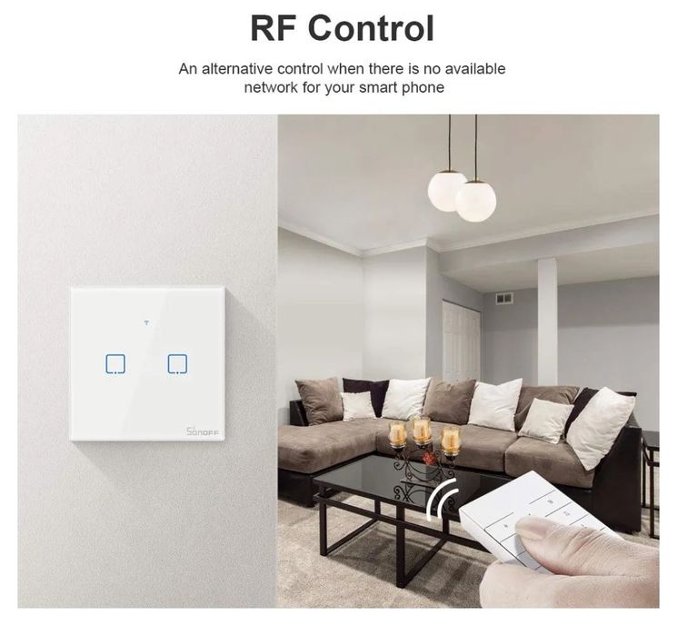 SONOFF T1UK2C - inteligentny włącznik WiFi+RF ścienny , Alexa, Google