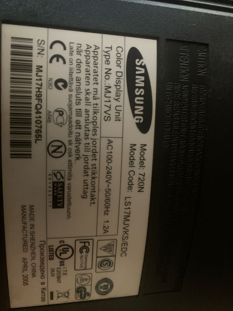 Монитор пк б/уSAMSUNG 720N 50-60Hz