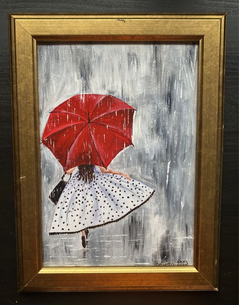 Obraz ręcznie malowany Deszcz kobieta