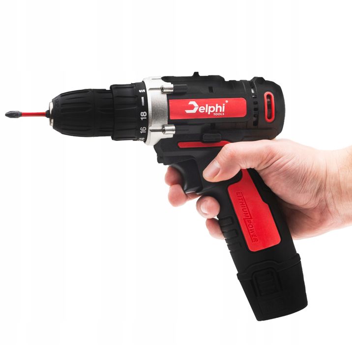 Wiertarko Wkrętarka Akumulatorowa 12V 2xAku Walizka Bity Delphi