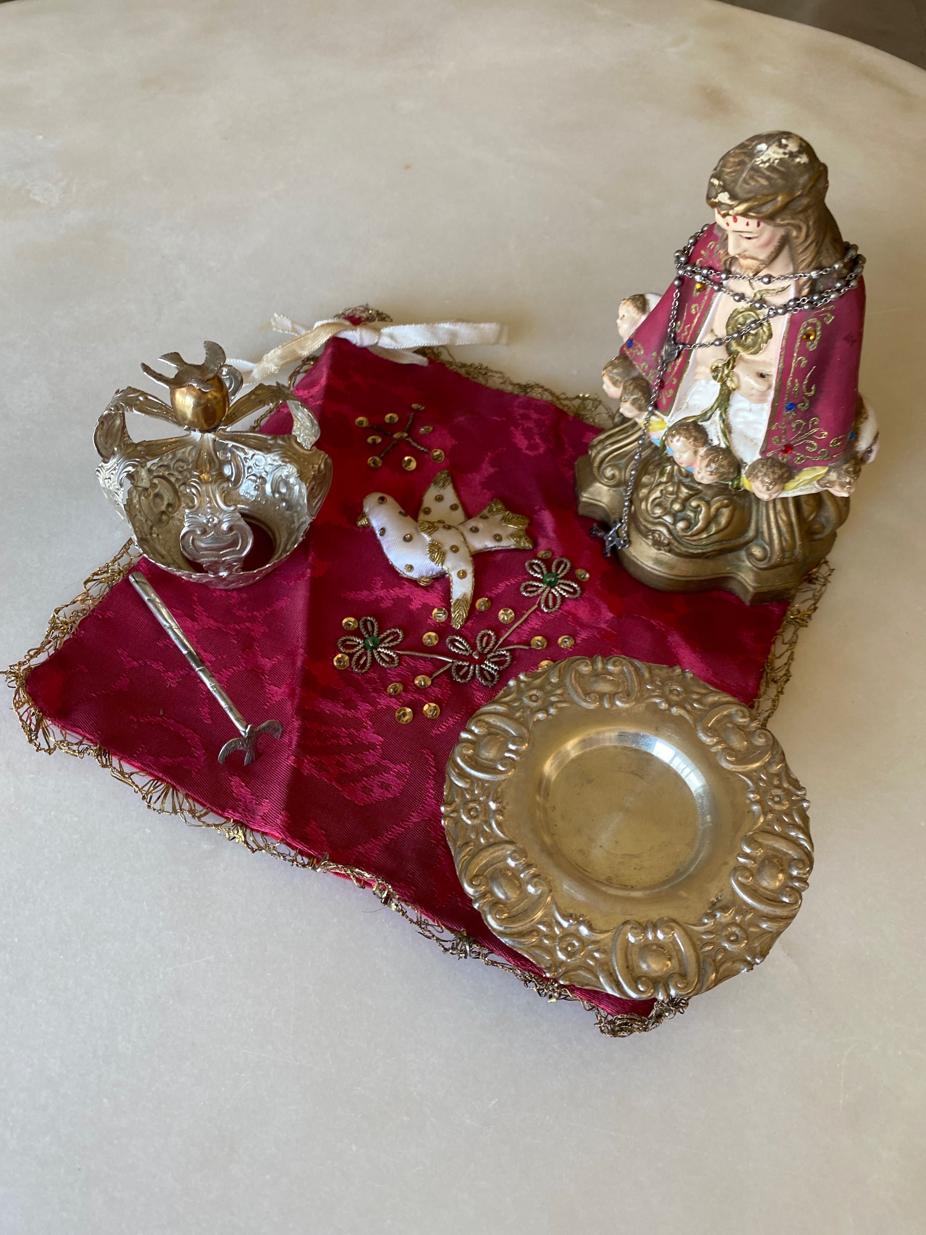Espírito Santo Prata Portuguesa Contrastada 12 cm Açores Arte Sacra