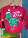 Sweter święta t rex, dinozaur, czerwony